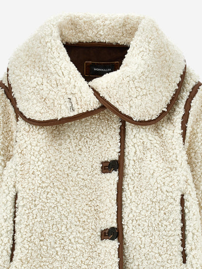 Monnalisa Girls Teddy Fleece Coat in Beige