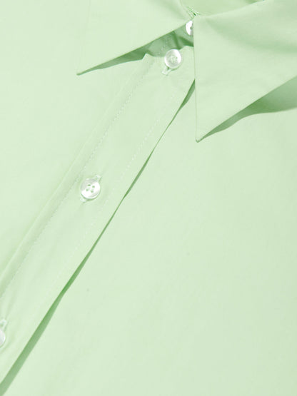 MM6 Maison Margiela Kids Cropped Poplin Pleated Back Shirt in Green