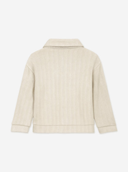 Mininio Boys Knitted Zip Up Jacket in Beige