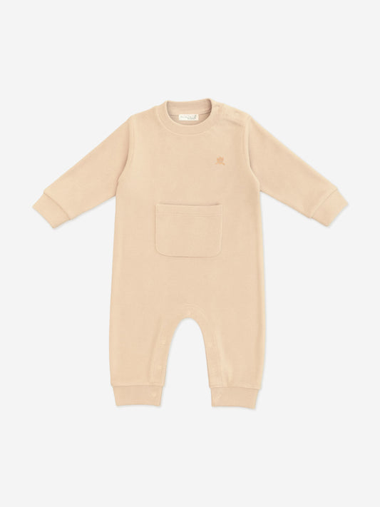 Mininio Baby Cotton Fleece Romper in Beige