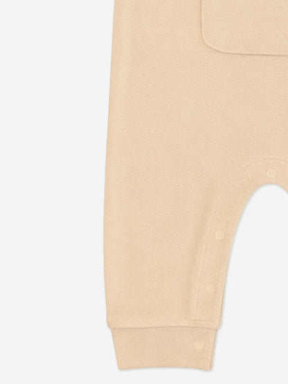 Mininio Baby Cotton Fleece Romper in Beige