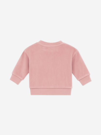 Mininio Baby Girls Cotton Fleece Tracksuit in Pink