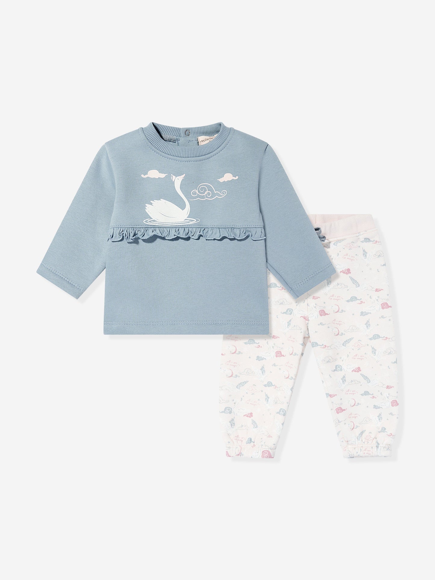 Mininio Baby Girls Ruffle Trouser Set in Blue