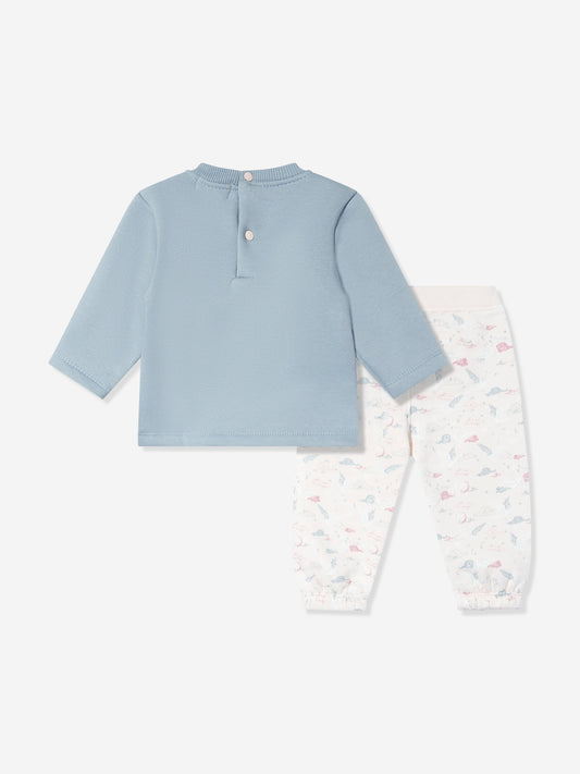 Mininio Baby Girls Ruffle Trouser Set in Blue