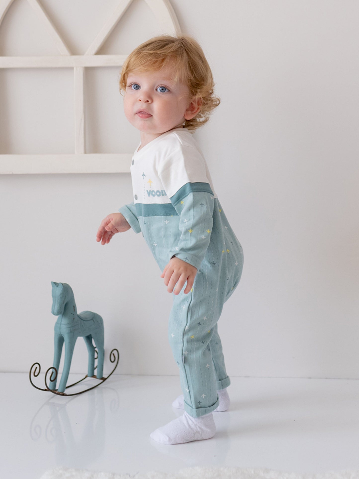 Mininio Baby Boys Knitted Overall in Green