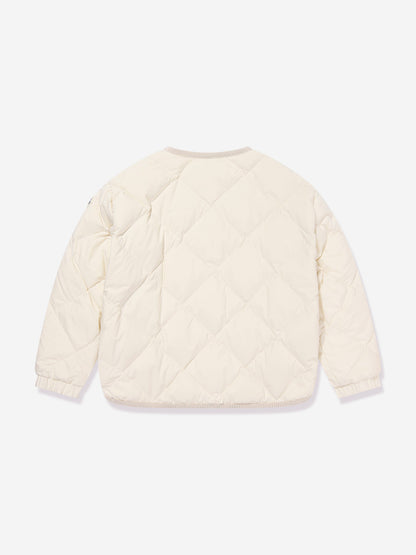 Moncler Enfant Girls Down Quilted Ursella Jacket in Ivory