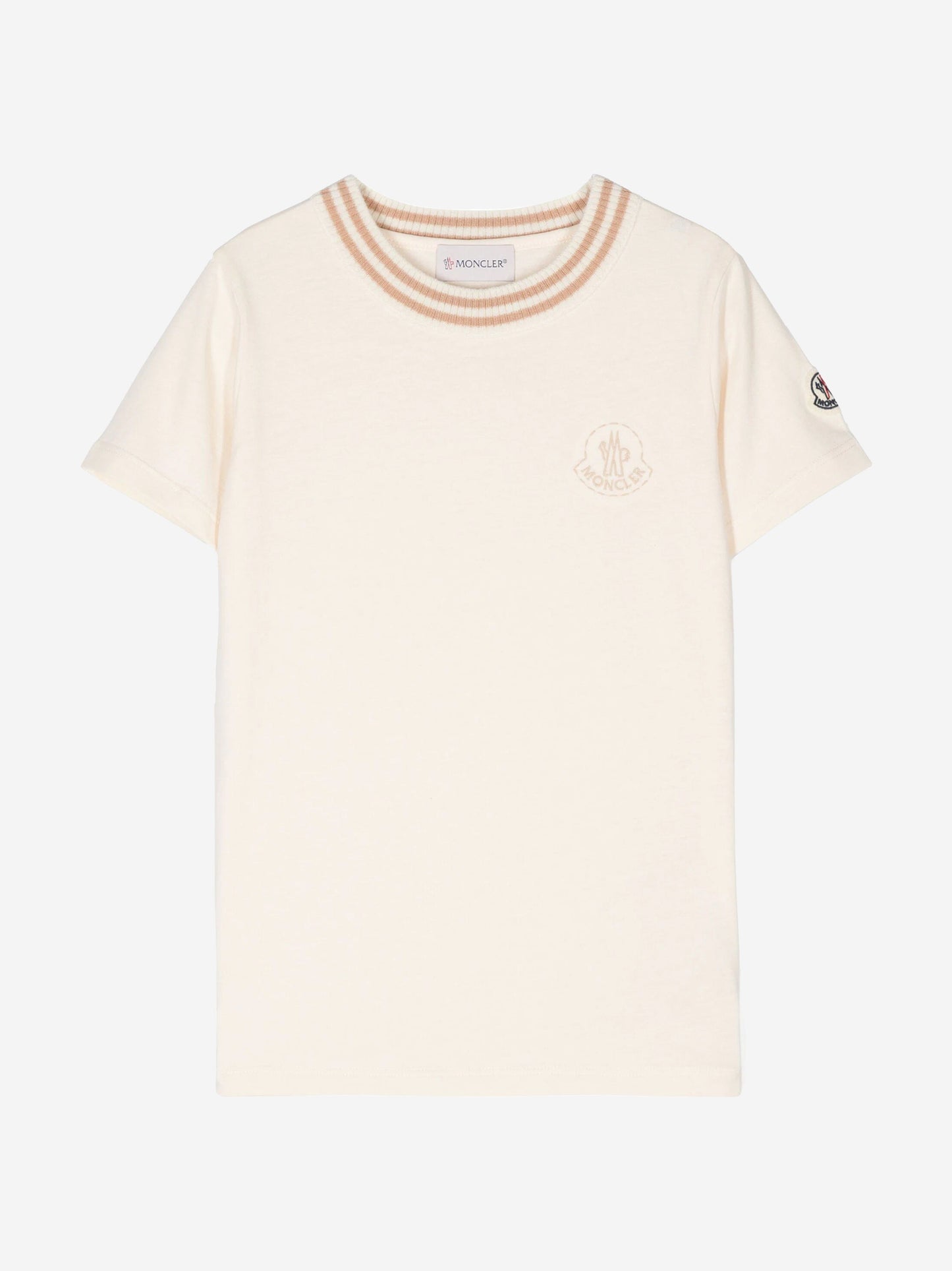 Moncler Enfant Girls Logo T-Shirt in Ivory