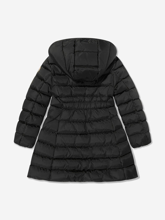 Moncler Enfant Girls Down Padded Charpal Long Coat in Black