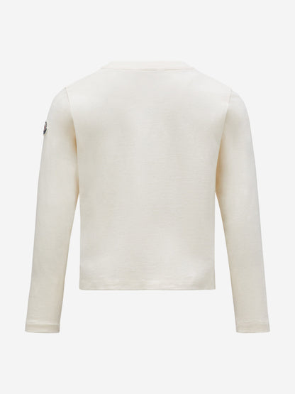 Moncler Enfant Girls Long Sleeve T-Shirt in Ivory