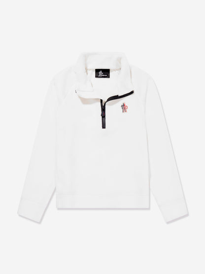 Moncler Enfant Kids Grenoble Half Zip Sweatshirt in White