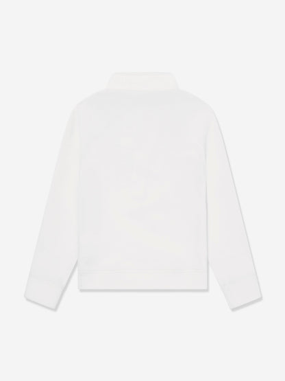 Moncler Enfant Kids Grenoble Half Zip Sweatshirt in White