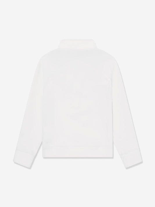 Moncler Enfant Kids Grenoble Half Zip Sweatshirt in White