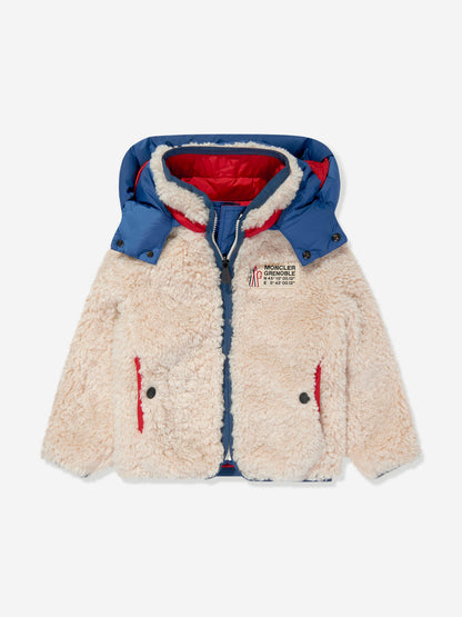 Moncler Enfant Boys Grenoble Fleece Zip Up Cardigan in Beige