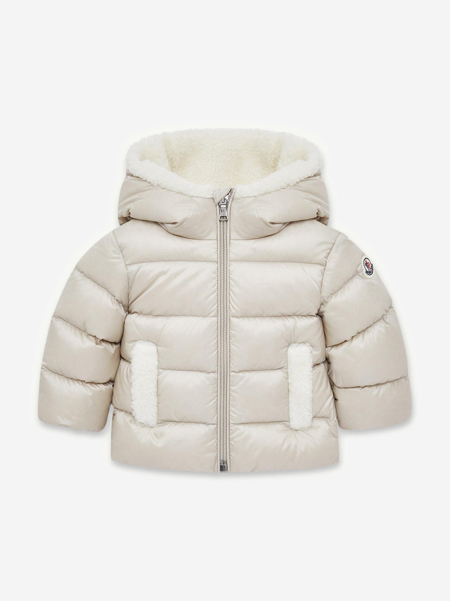 Moncler Enfant Baby Down Padded Borgan Jacket in Beige
