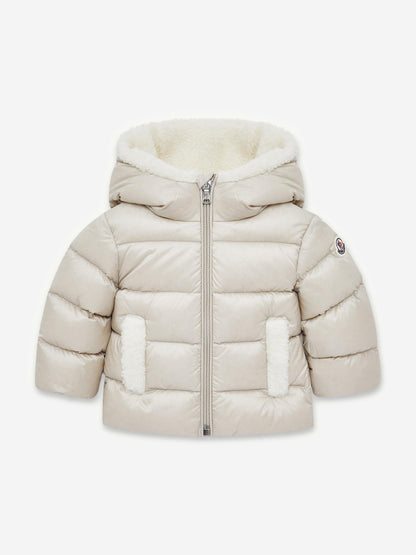 Moncler Enfant Baby Down Padded Borgan Jacket in Beige