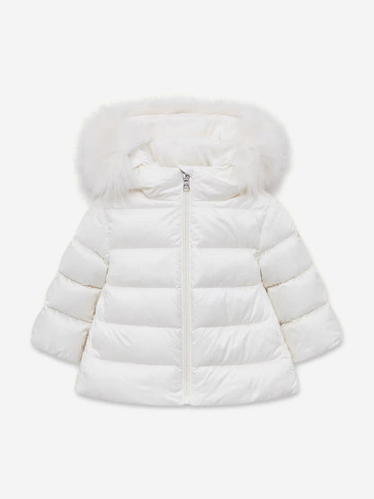 Moncler Enfant Baby Girls Down Padded Obie Jacket in Ivory