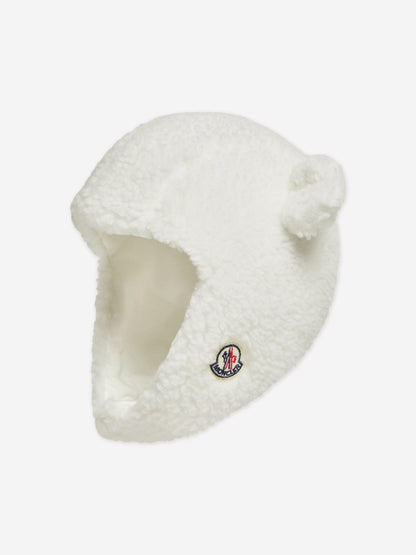 Moncler Enfant Baby Ear Flap Hat in White