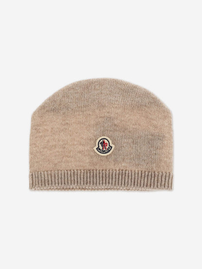 Moncler Enfant Baby Cashmere Beanie Hat in Beige