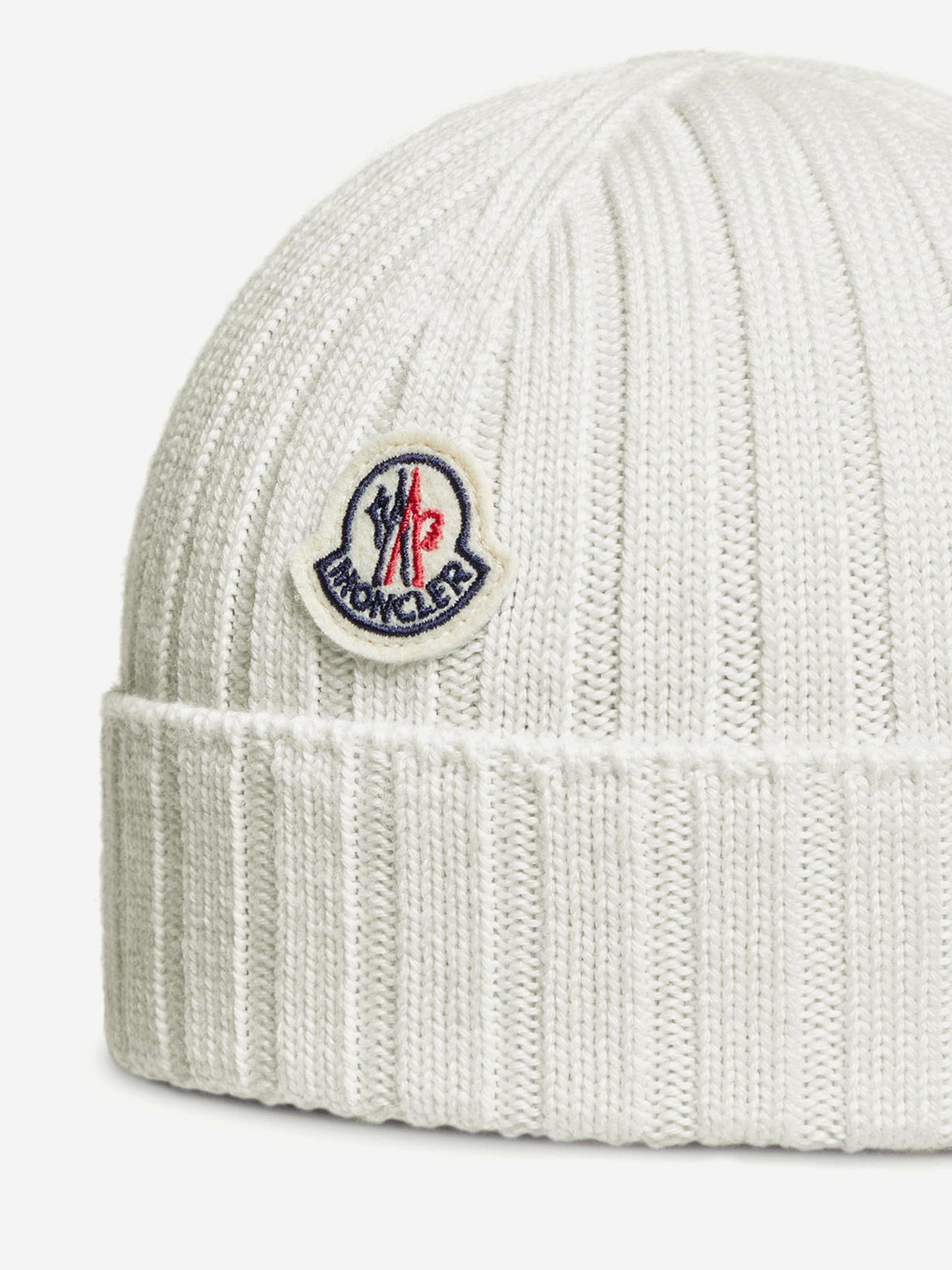 Moncler Enfant Baby Wool Beanie Hat in Ivory