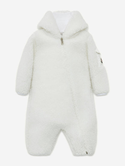 Moncler Enfant Baby Teddy Fleece Romper in White