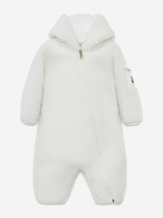 Moncler Enfant Baby Teddy Fleece Romper in White