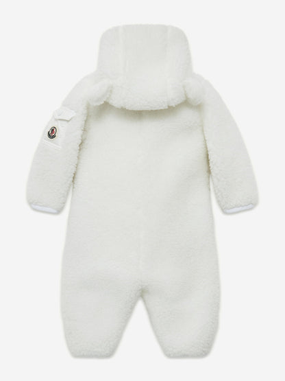 Moncler Enfant Baby Teddy Fleece Romper in White