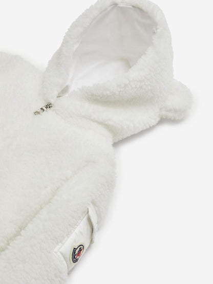 Moncler Enfant Baby Teddy Fleece Romper in White