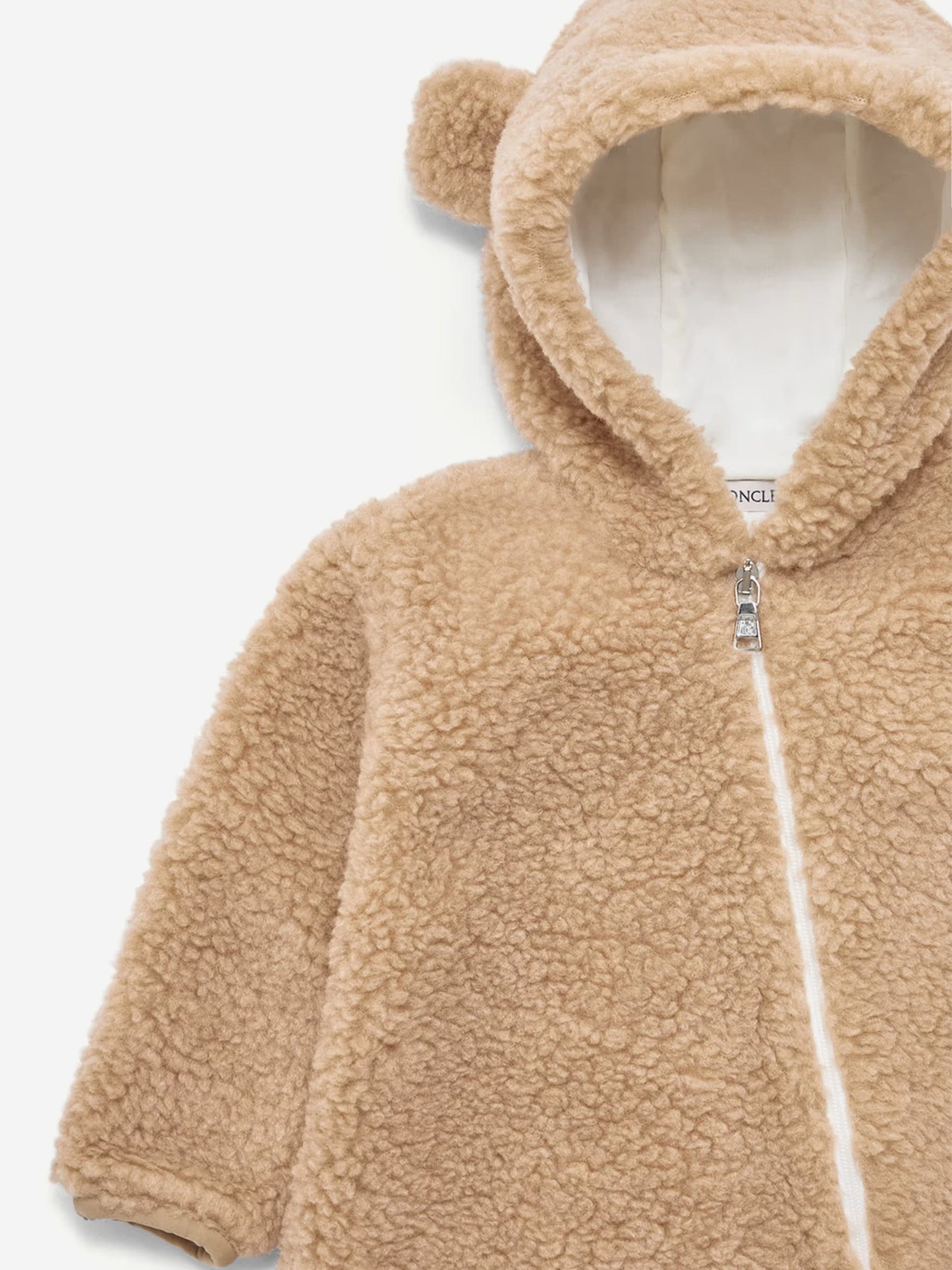 Moncler Enfant Baby Teddy Fleece Romper in Beige