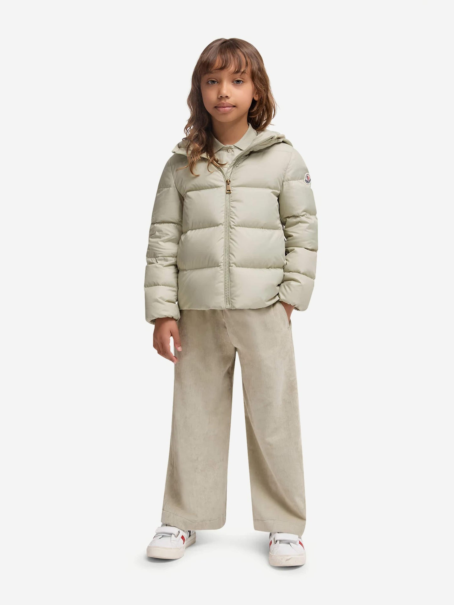 Moncler Enfant Girls Down Padded Beulah Jacket in Green