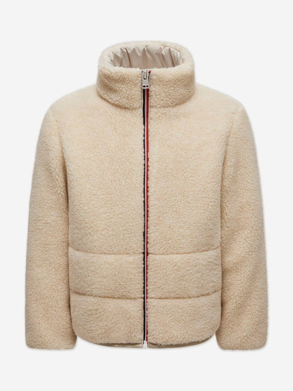 Moncler Enfant Kids Teddy Fleece Casan Jacket in Ivory