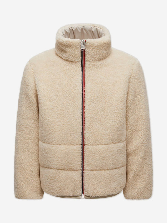 Moncler Enfant Kids Teddy Fleece Casan Jacket in Ivory