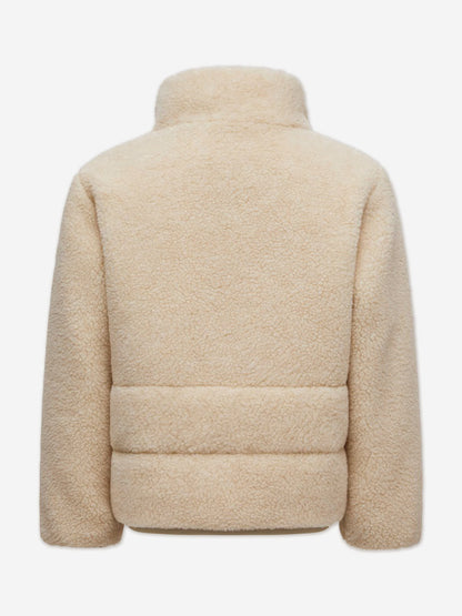 Moncler Enfant Kids Teddy Fleece Casan Jacket in Ivory