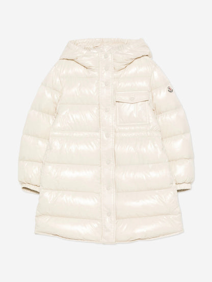 Moncler Enfant Girls Down Padded Dacca Long Parka in Ivory
