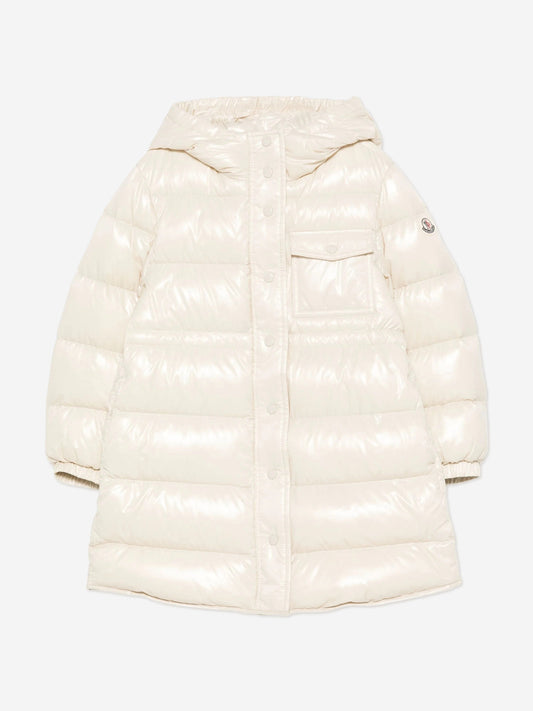 Moncler Enfant Girls Down Padded Dacca Long Parka in Ivory