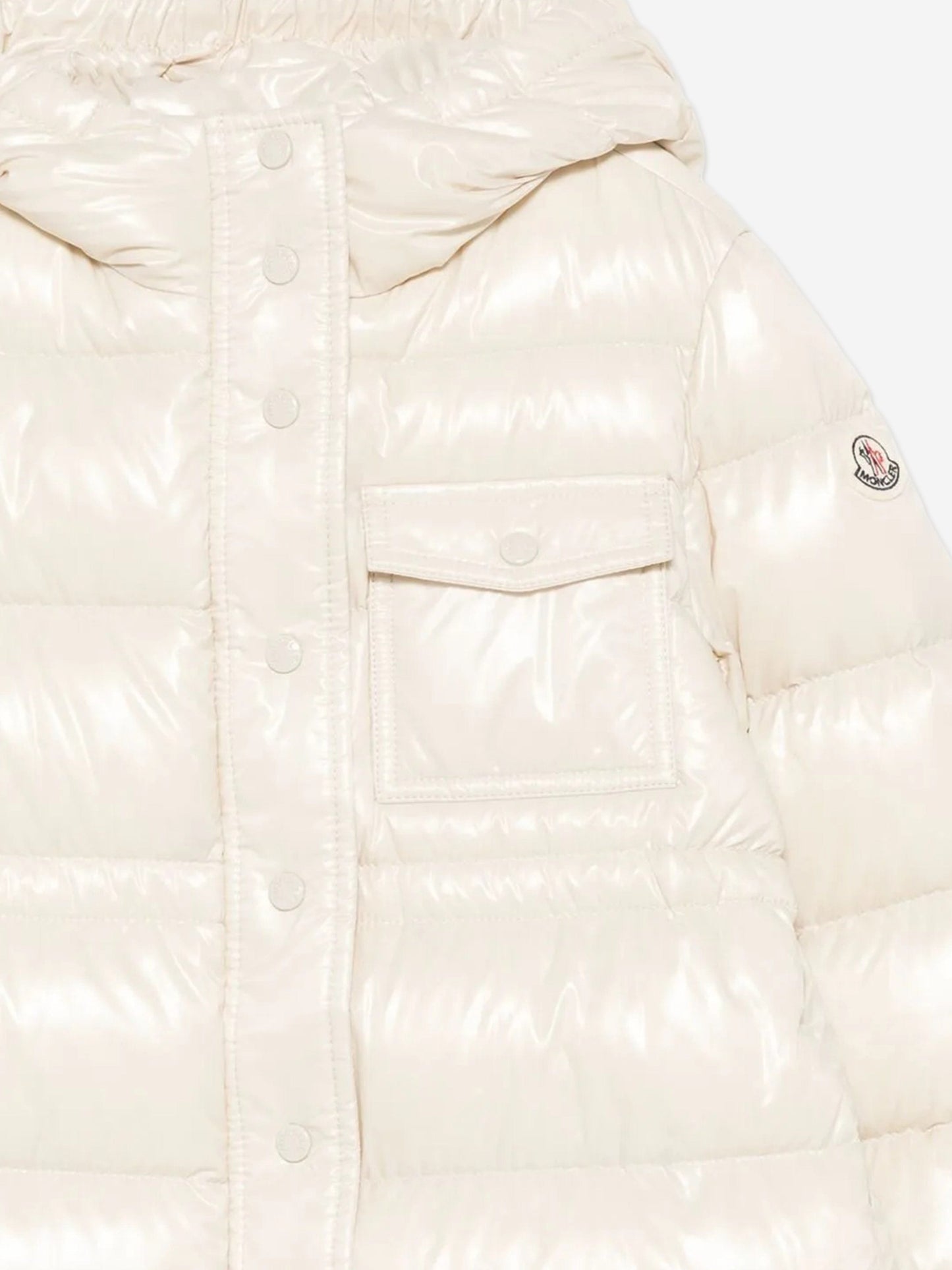 Moncler Enfant Girls Down Padded Dacca Long Parka in Ivory