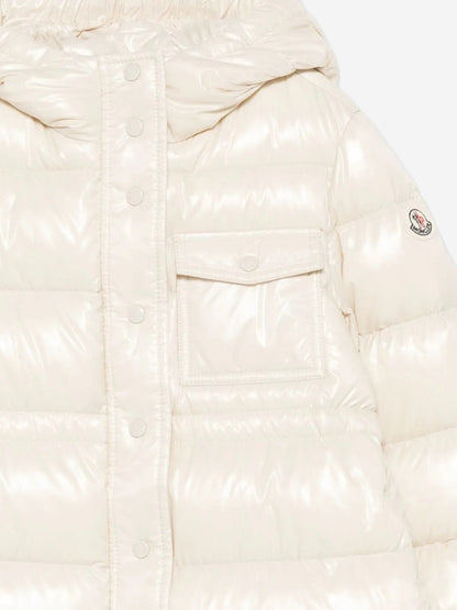 Moncler Enfant Girls Down Padded Dacca Long Parka in Ivory