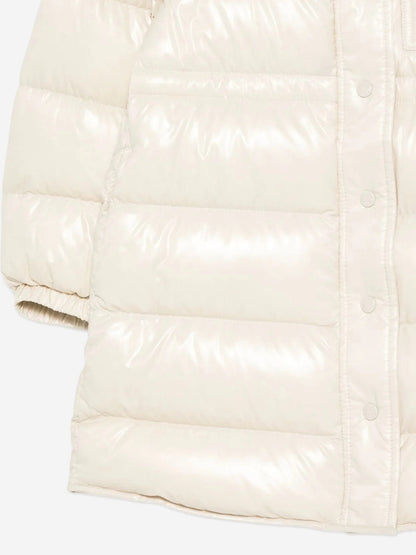 Moncler Enfant Girls Down Padded Dacca Long Parka in Ivory