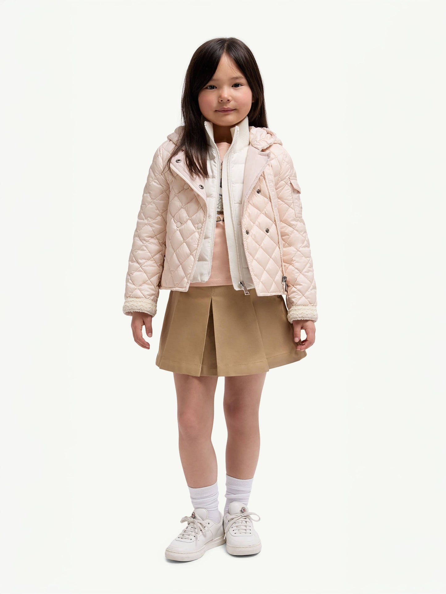 Moncler Enfant Girls Pleated Skirt in Beige