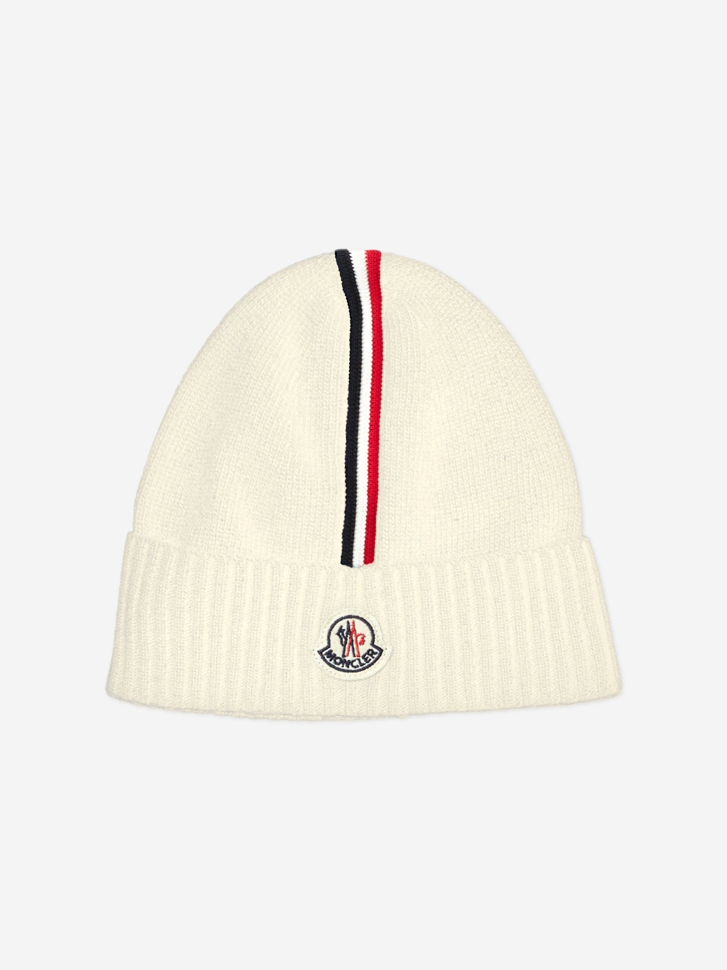 Moncler Enfant Kids Logo Beanie Hat in Ivory