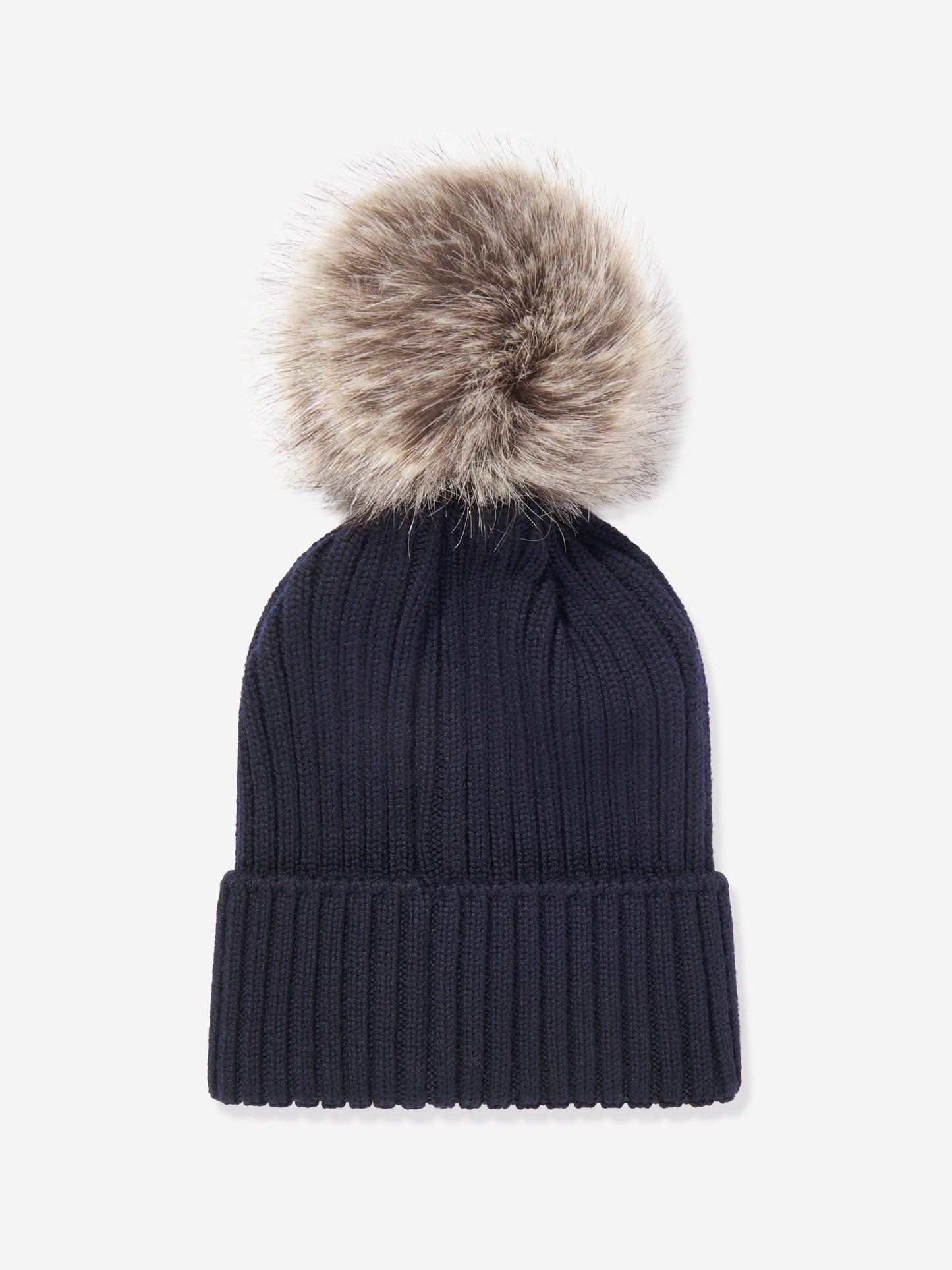 Moncler Enfant Girls Knitted Pom Pom Hat in Navy
