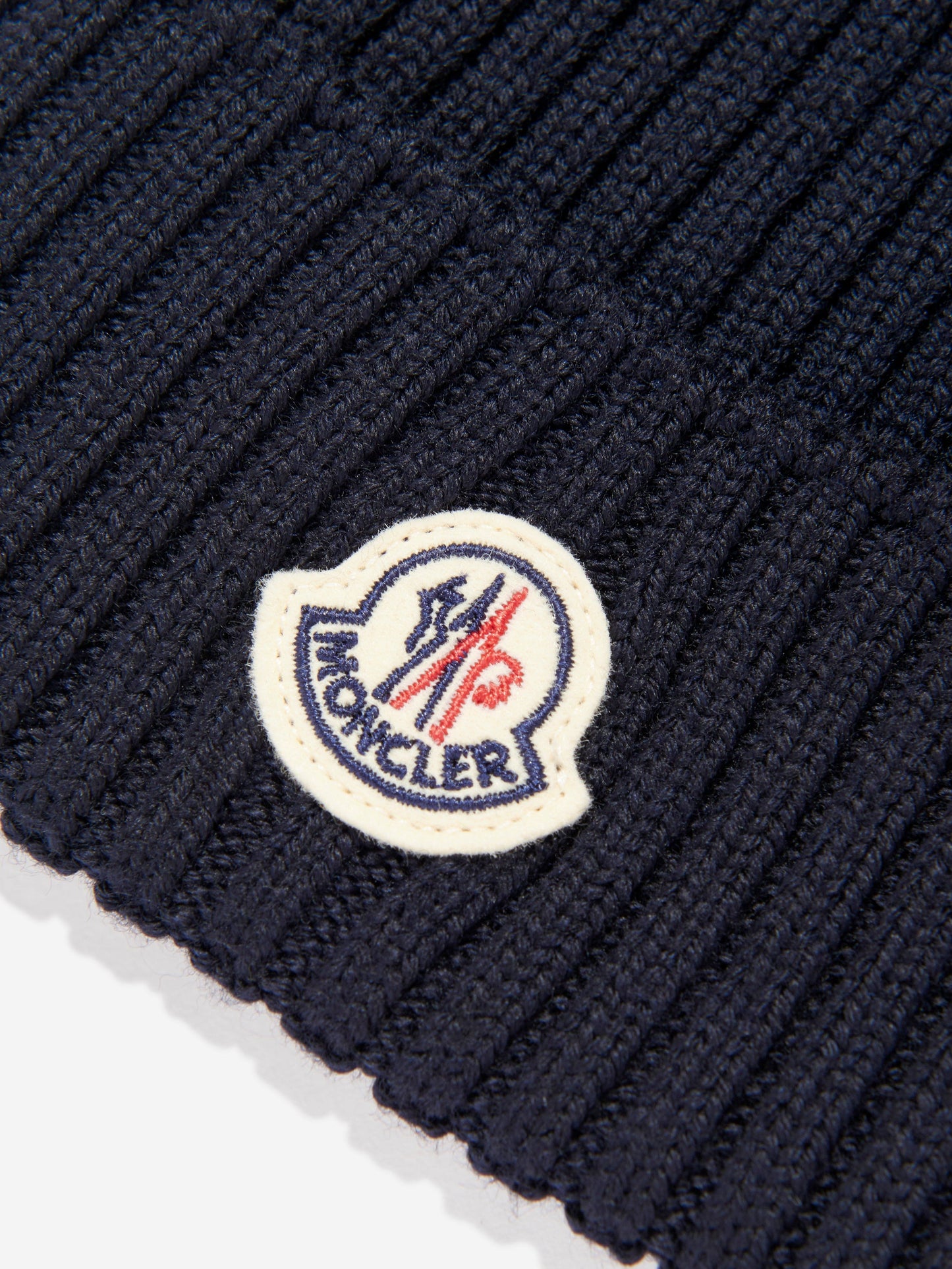 Moncler Enfant Girls Knitted Pom Pom Hat in Navy