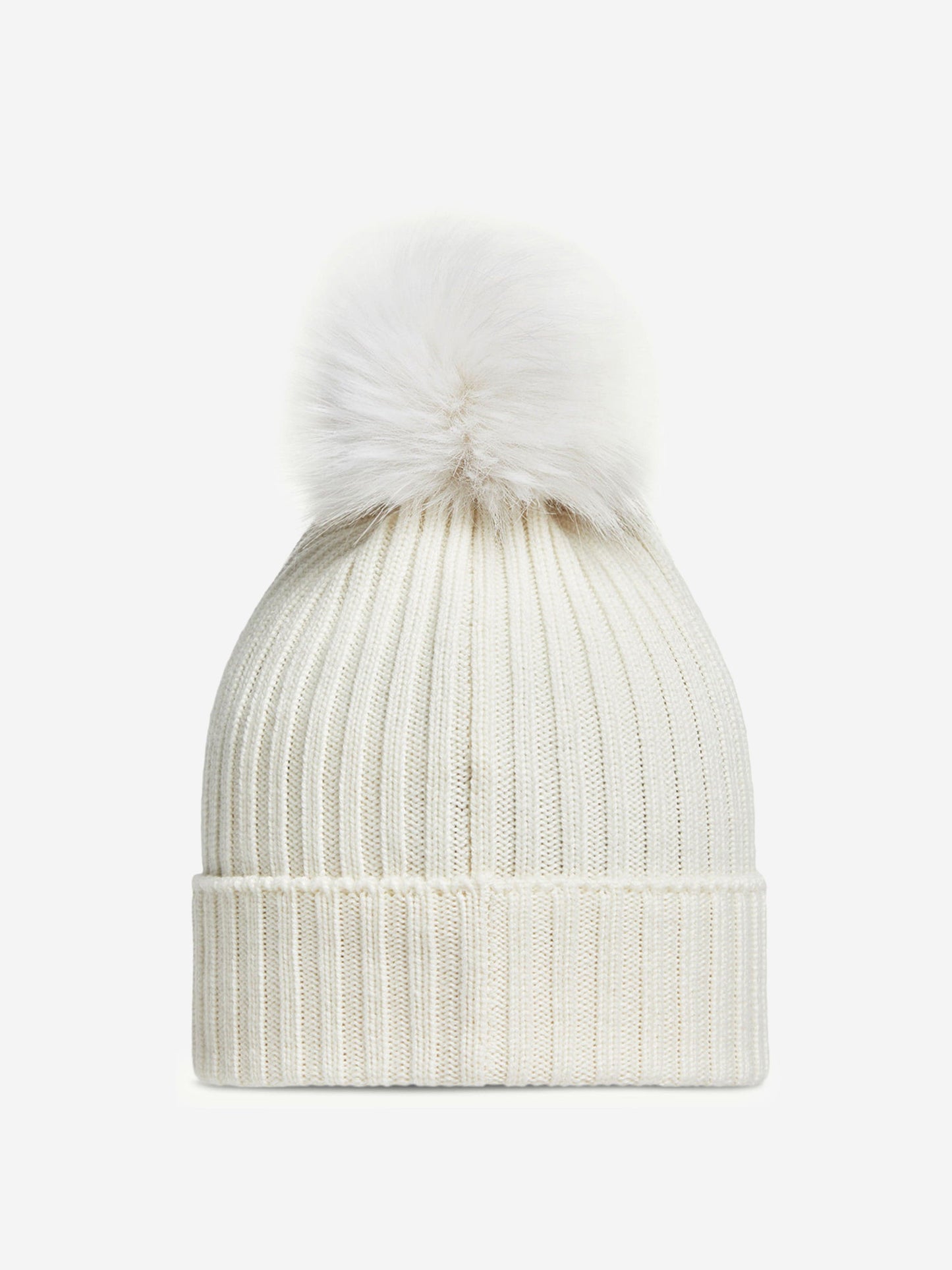 Moncler Enfant Girls Knitted Pom Pom Hat in Ivory