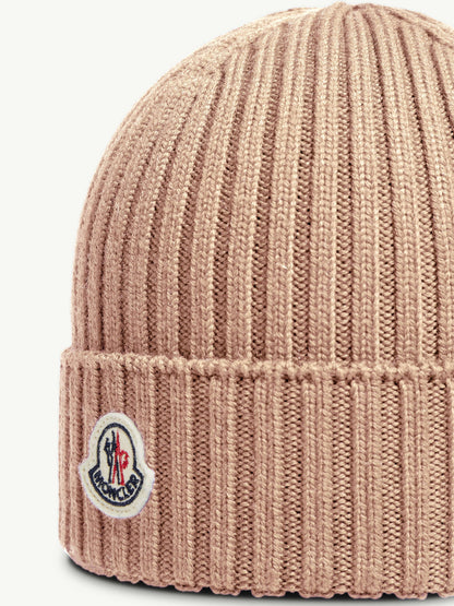 Moncler Enfant Girls Wool Beanie Hat in Pink