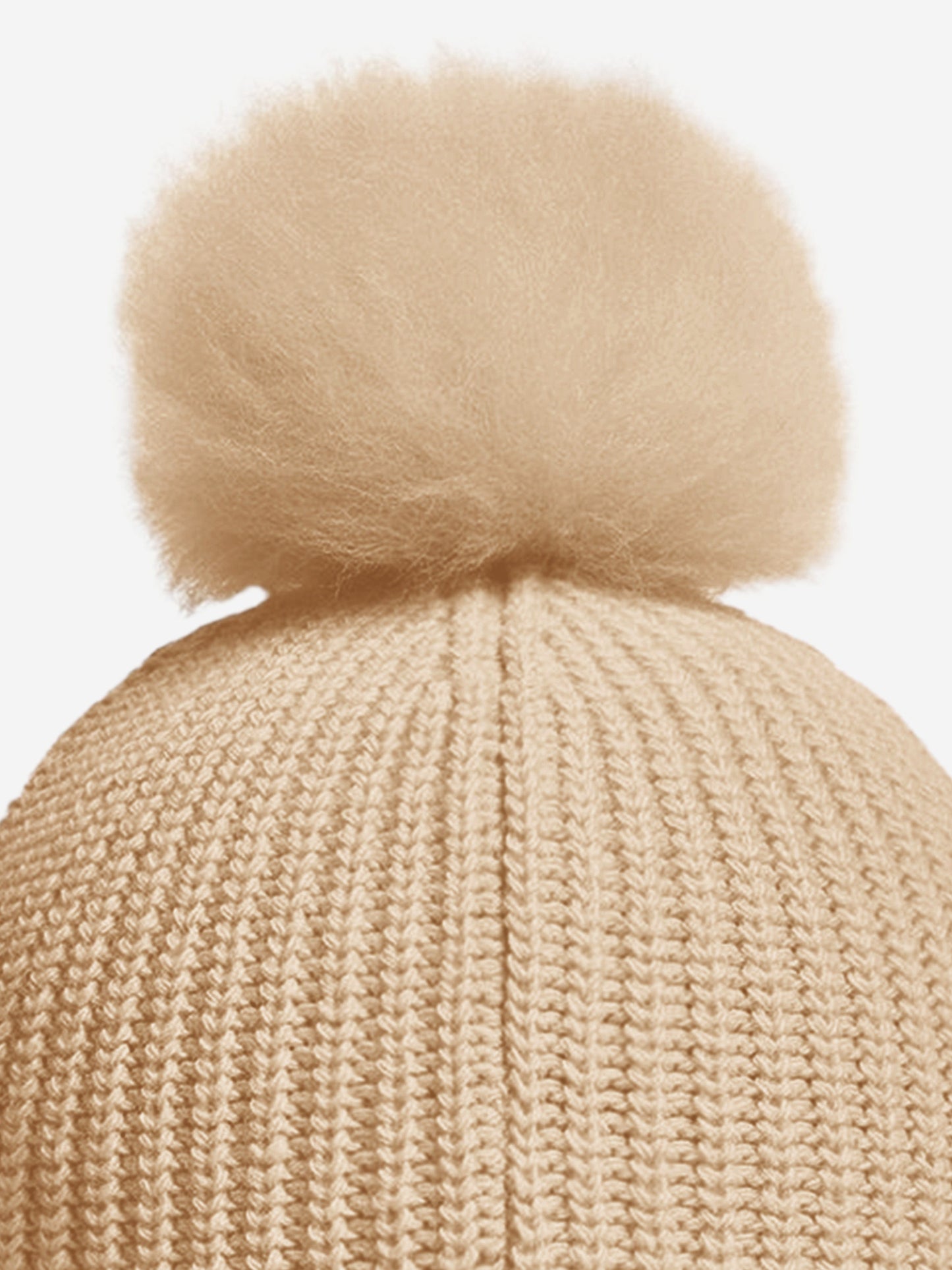 Moncler Enfant Girls Knitted Pom Pom Hat in Beige