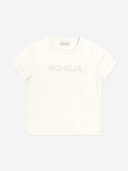 Moncler Enfant Girls Logo T-Shirt in Ivory