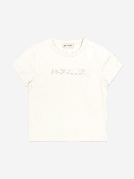 Moncler Enfant Girls Logo T-Shirt in Ivory
