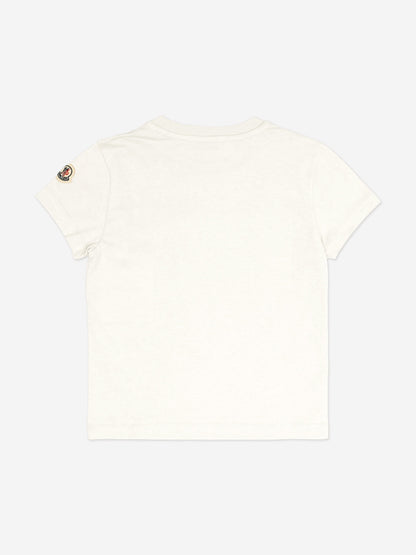 Moncler Enfant Girls Logo T-Shirt in Ivory