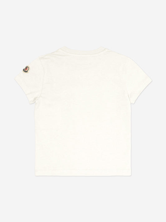 Moncler Enfant Girls Logo T-Shirt in Ivory