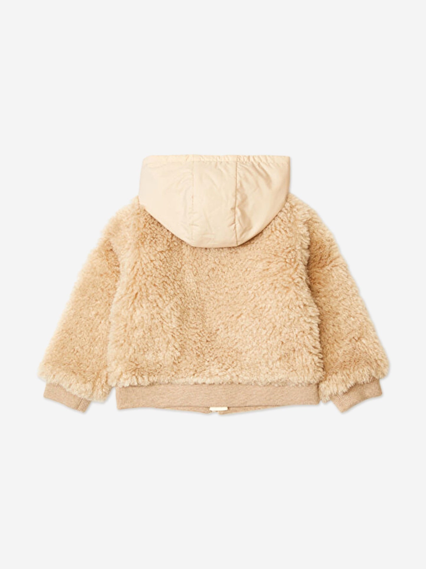 Moncler Enfant Girls Teddy Fleece Zip Up Cardigan in Beige