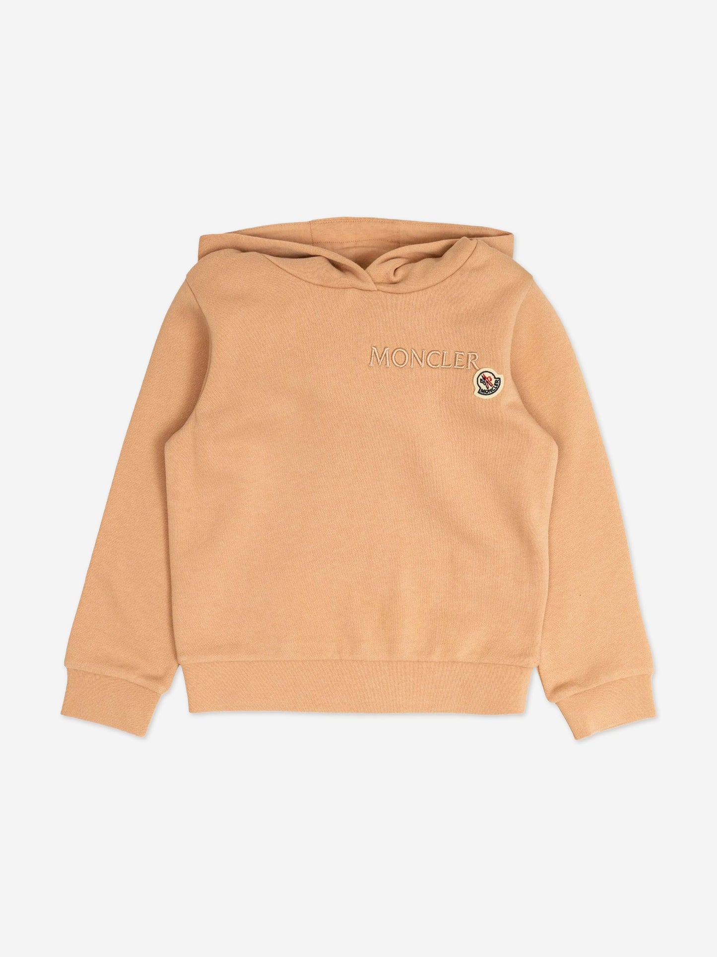 Moncler Enfant Girls Logo Hoodie in Beige